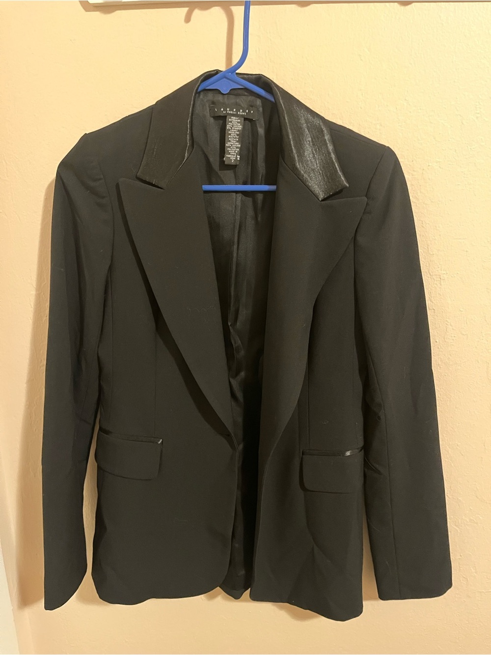 LAUNDRY Women's Black Blazer with Faux Leather Collar